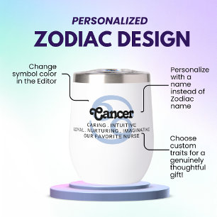 Cancer Zodiac Sign Custom Traits Thermal Wine Tumbler
