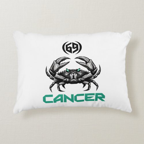 Cancer Zodiac Sign Cyber Neon Techwear Accent Pillow