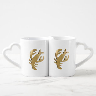 Cancer Zodiac Sign Gold Symbol Coffee Mug Set