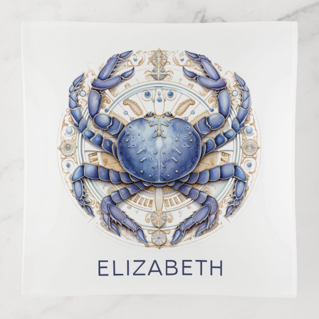 Cancer Zodiac Sign Horoscope Trinket Tray (Front)