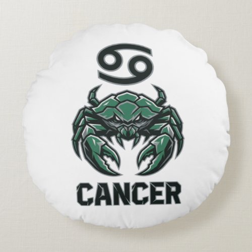 Cancer Zodiac Sign Jade Mecha Mascot Round Pillow