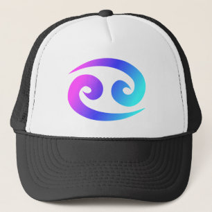 Cancer Zodiac Sign Magenta Blue Aqua Trucker Hat