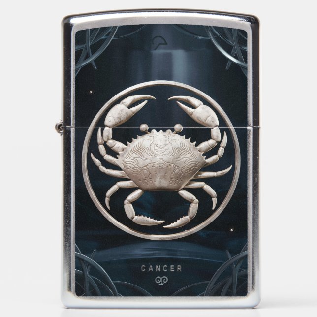 Cancer Zodiac Sign Metal Emblem #2 Zippo Lighter (Front)