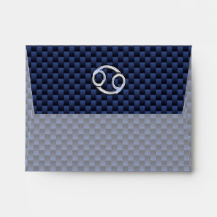 Cancer Zodiac Sign on Blue Carbon Fiber Decor Envelope