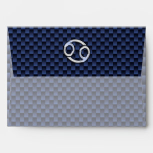 Cancer Zodiac Sign on Blue Carbon Fiber Decor Envelope