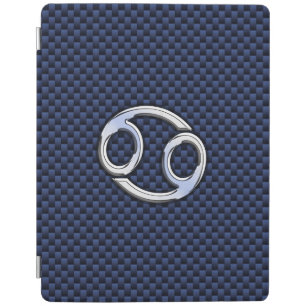 Cancer Zodiac Sign on Blue Carbon Fiber Decor iPad Smart Cover