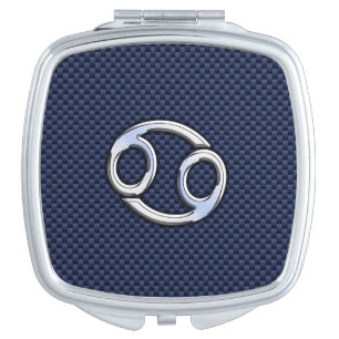Cancer Zodiac Sign on Blue Carbon Fiber Decor Mirror For Makeup