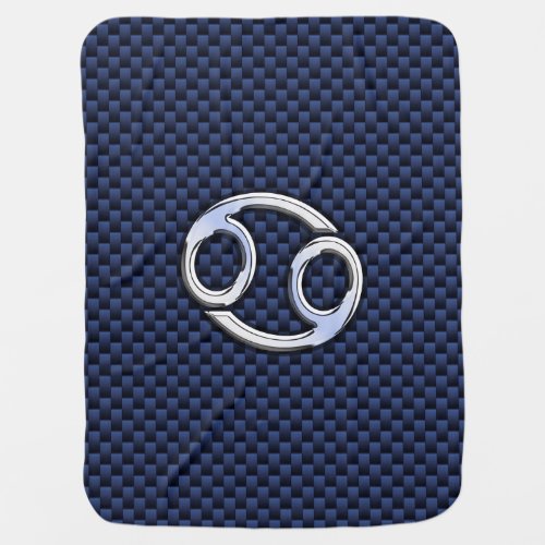 Cancer Zodiac Sign on Blue Carbon Fiber Decor Stroller Blanket