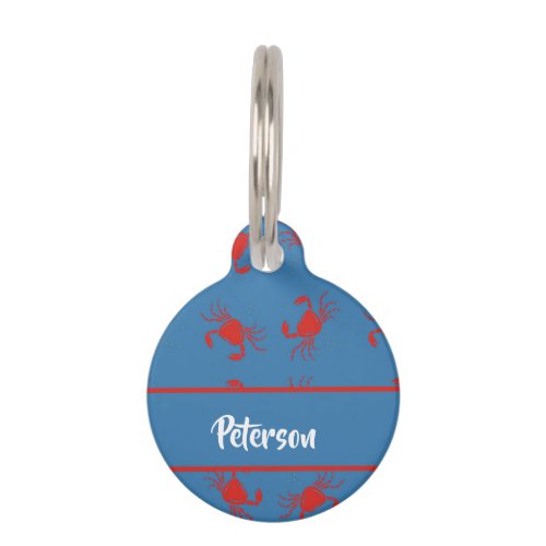 Cancer Zodiac sign on blue Pet ID Tag