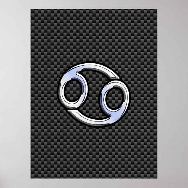 Cancer Zodiac Sign on Charcoal Carbon Fiber Print (Front)