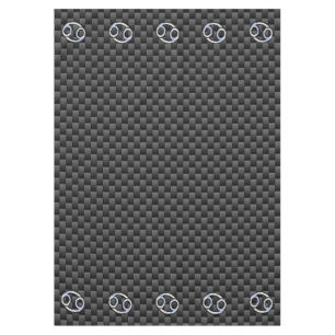 Cancer Zodiac Sign on Charcoal Carbon Fiber Print Tablecloth