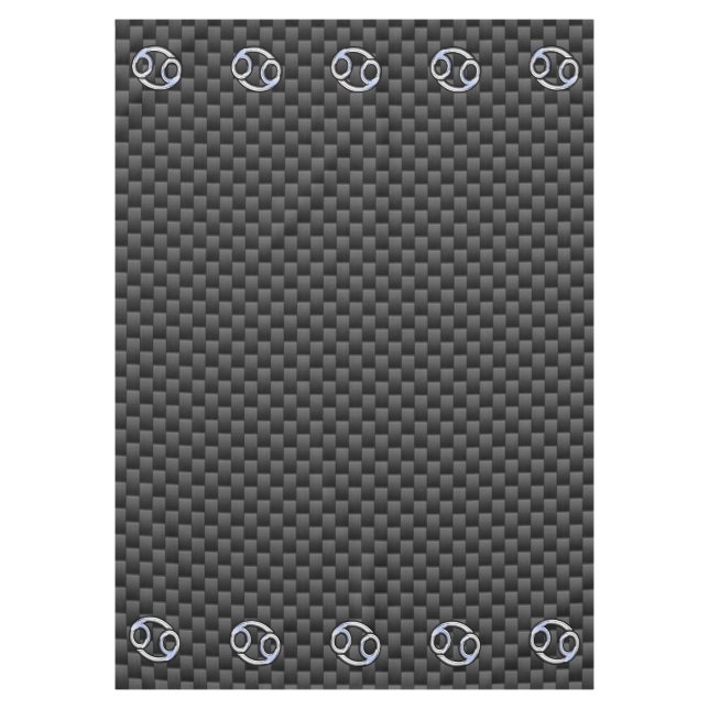 Cancer Zodiac Sign on Charcoal Carbon Fiber Print Tablecloth (Front)