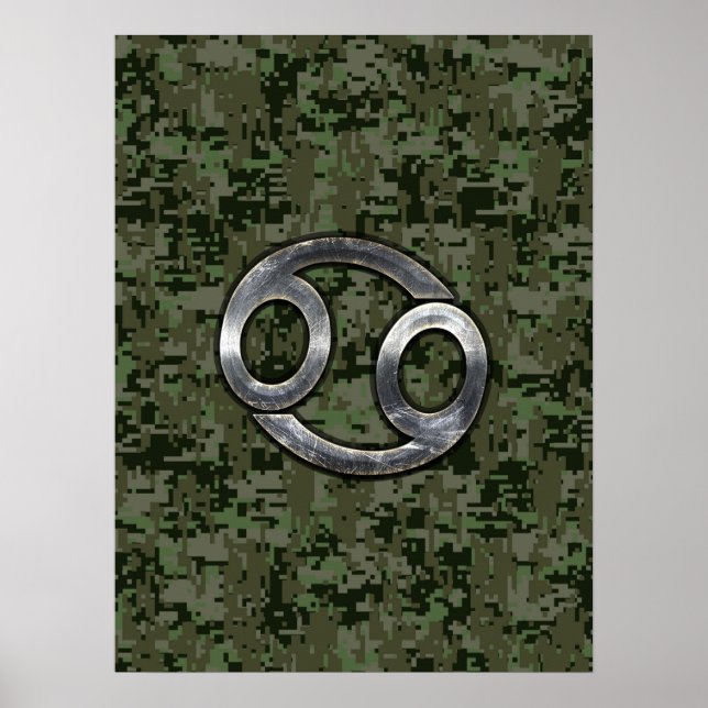 Cancer Zodiac Sign on Green Digital Camouflage (Front)