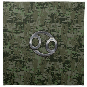 Cancer Zodiac Sign on Green Digital Camouflage Napkin