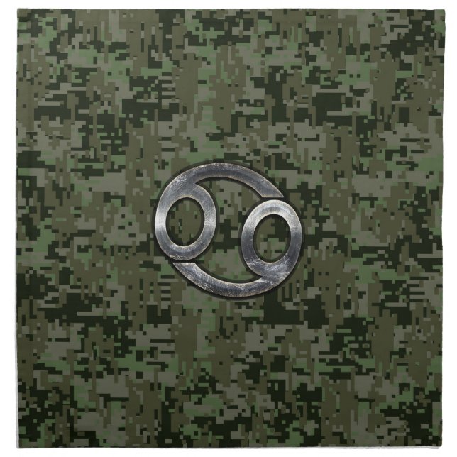 Cancer Zodiac Sign on Green Digital Camouflage Napkin (Front)