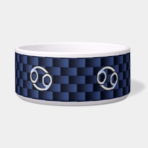 Cancer Zodiac Sign on Navy Blue Carbon Fiber Print Bowl
