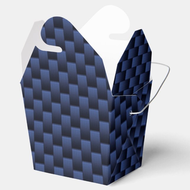 Cancer Zodiac Sign on Navy Blue Carbon Fiber Print Favor Boxes (Opened)