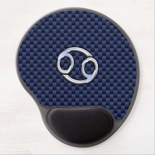 Cancer Zodiac Sign on Navy Blue Carbon Fiber Print Gel Mouse Pad