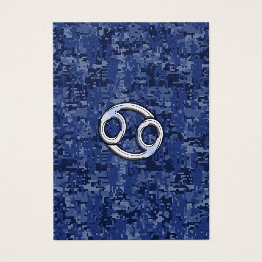 Cancer Zodiac Sign on Navy Blue Digital Camo (Front)