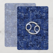 Cancer Zodiac Sign on Navy Blue Digital Camo (Front/Back)