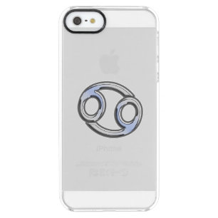 Cancer Zodiac Sign on Navy Blue Digital Camo Clear iPhone SE/5/5s Case