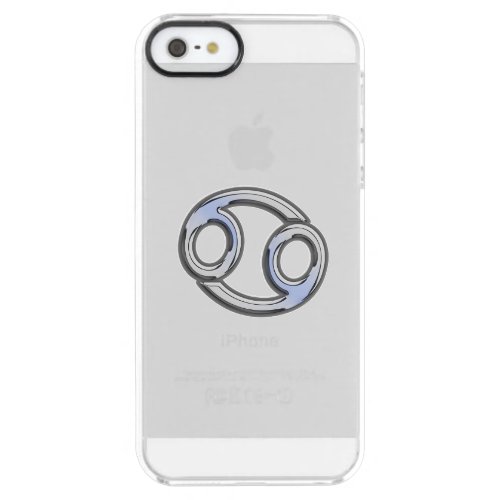 Cancer Zodiac Sign on Navy Blue Digital Camo Clear iPhone SE55s Case