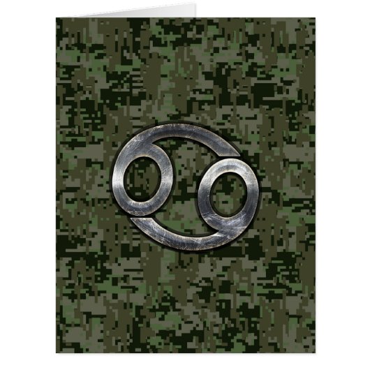 Cancer Zodiac Sign on Olive Green Digital Camo (Front)