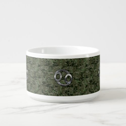 Cancer Zodiac Sign on Olive Green Digital Camo Bowl