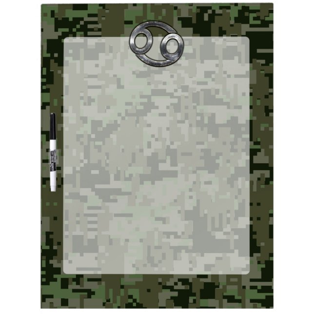 Cancer Zodiac Sign on Olive Green Digital Camo Dry-Erase Board (Front)