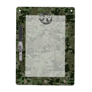 Cancer Zodiac Sign on Olive Green Digital Camo Dry-Erase Board
