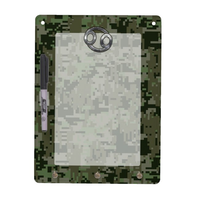 Cancer Zodiac Sign on Olive Green Digital Camo Dry-Erase Board (Front)