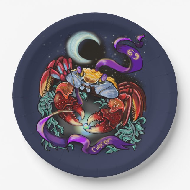 Cancer zodiac sign paper plates (Front)