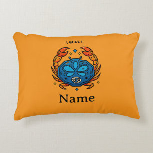 Cancer Zodiac Sign Pop Art - Retro Celestial Crab Accent Pillow
