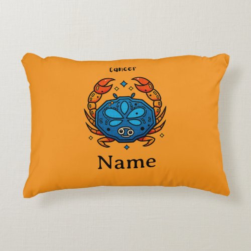 Cancer Zodiac Sign Pop Art - Retro Celestial Crab  Accent Pillow