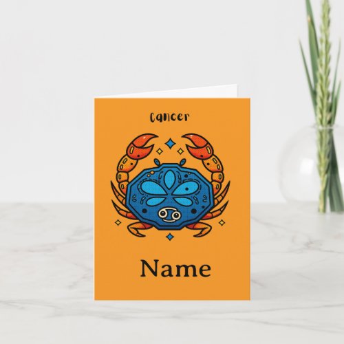 Cancer Zodiac Sign Pop Art - Retro Celestial Crab  Card