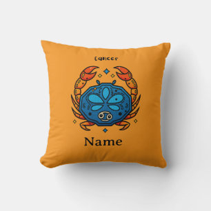 Cancer Zodiac Sign Pop Art - Retro Celestial Crab Throw Pillow