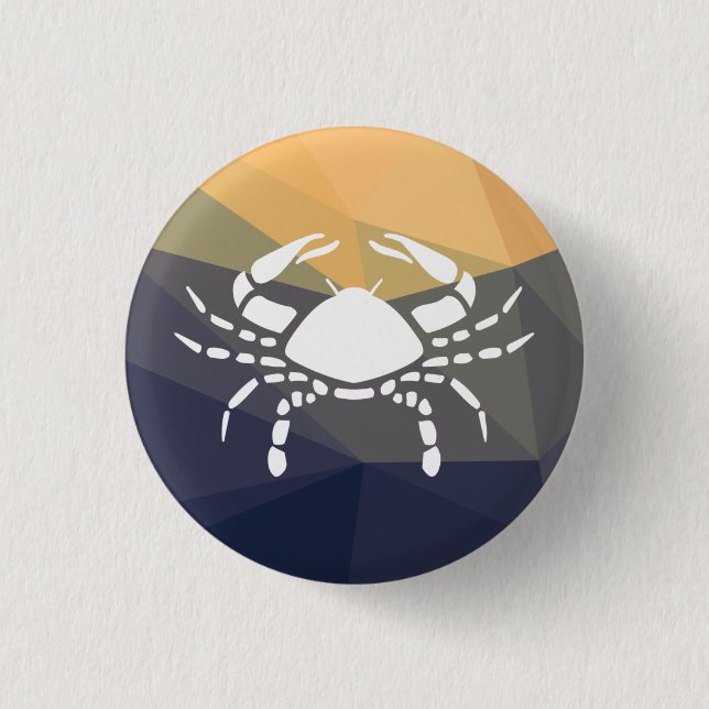 Cancer zodiac sign round button. button (Front)