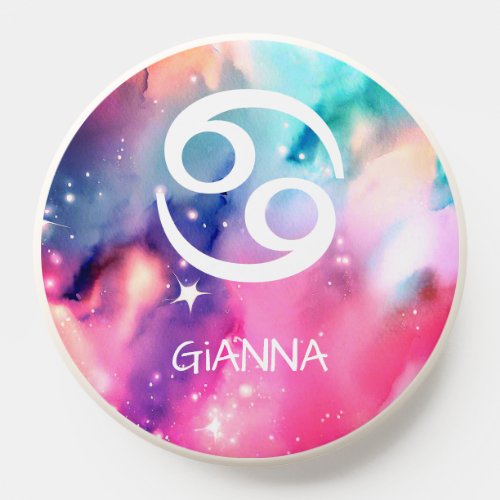 Cancer Zodiac Sign Stunning Watercolor Painting PopSocket
