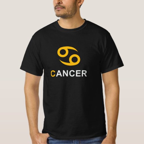 Cancer zodiac sign t_shirt in white text