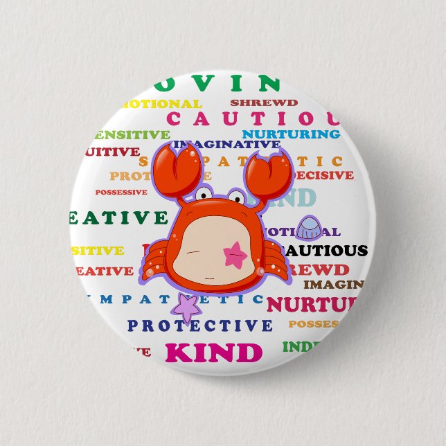 Cancer Zodiac Sign Traits Pinback Button (Front)