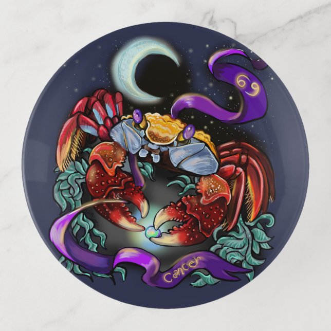 Cancer Zodiac Sign Trinket Tray (Front)