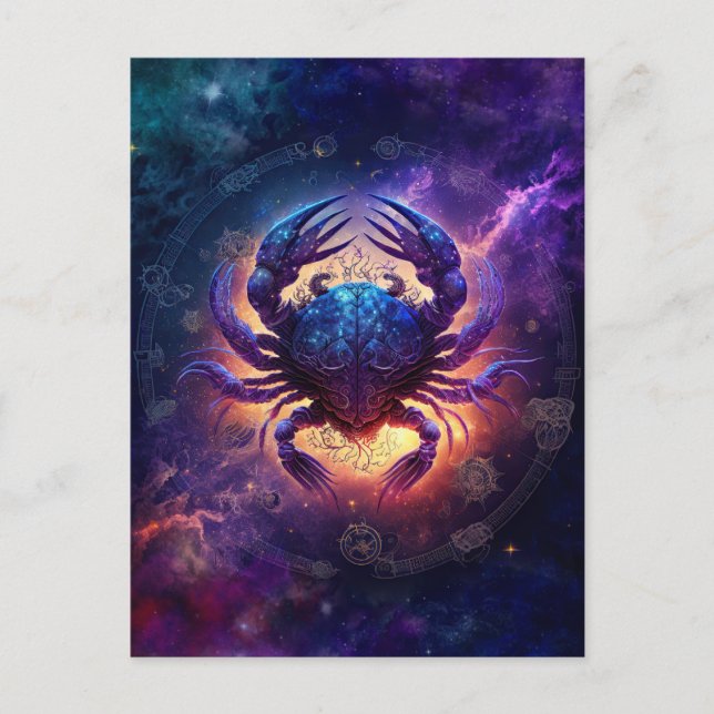 Cancer Zodiac Sign Watercolor Design Postcard (Front)