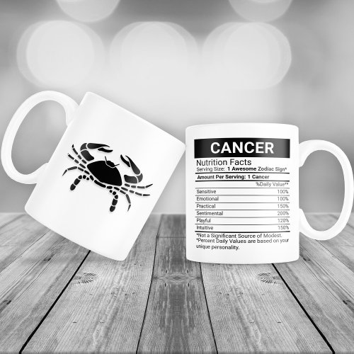 Cancer Zodiac Sign with Nutrition Facts Giant Coffee Mug