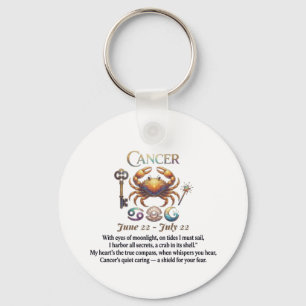 Cancer Zodiac Sign With Poetic Quote Keychain
