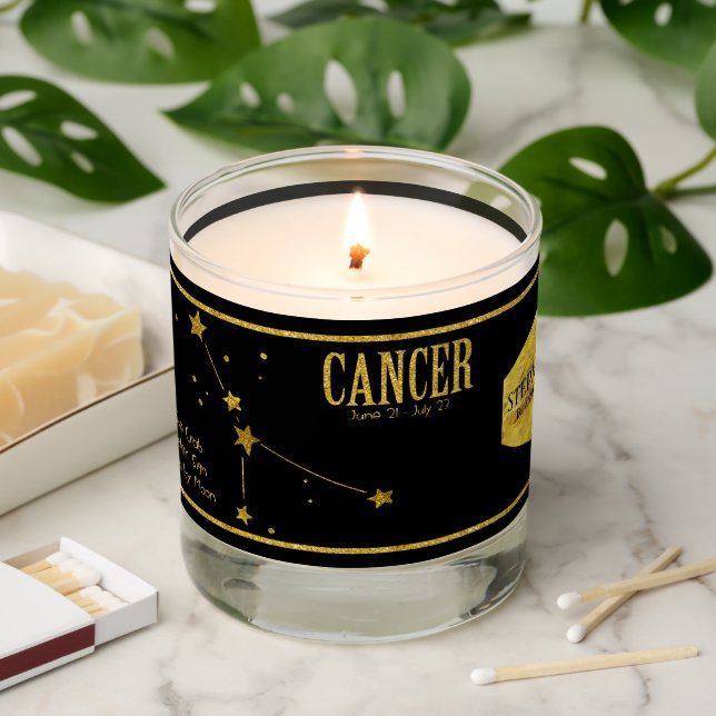 Cancer Zodiac Star Sign Personalized Scented Candle (Lit)