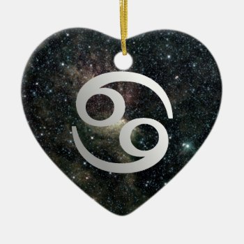 Cancer Zodiac Star Sign Universe Heart Birthday Ceramic Ornament by zodiac_shop at Zazzle