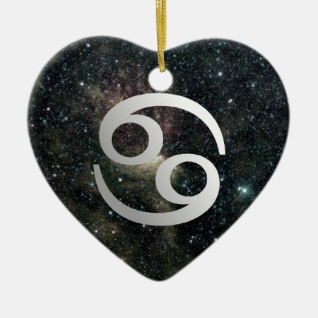Cancer Zodiac Star Sign Universe Heart Birthday Ceramic Ornament