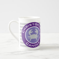 Cancer Zodiac Star Sign with Owner's Name Bone China Mug