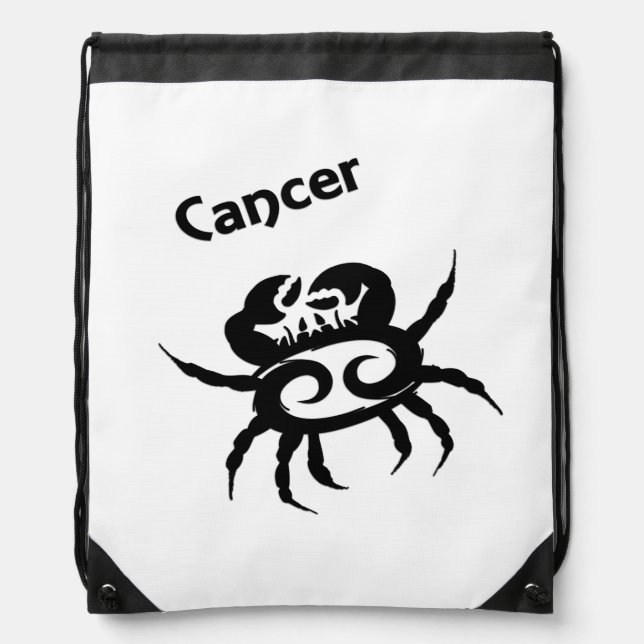 Cancer Zodiac Symbol and Sign Drawstring Bag (Front)