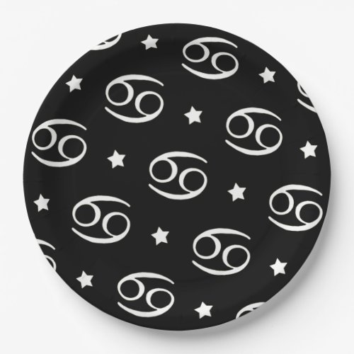 Cancer Zodiac Symbol Black and White Paper Plates